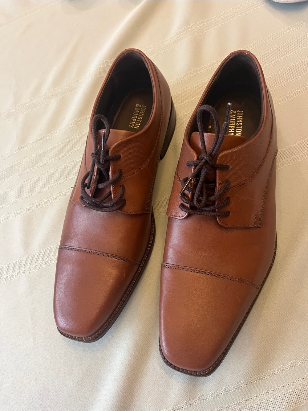 Johnston & Murphy Tan Leather Cap-Toe Derby Shoes size 11